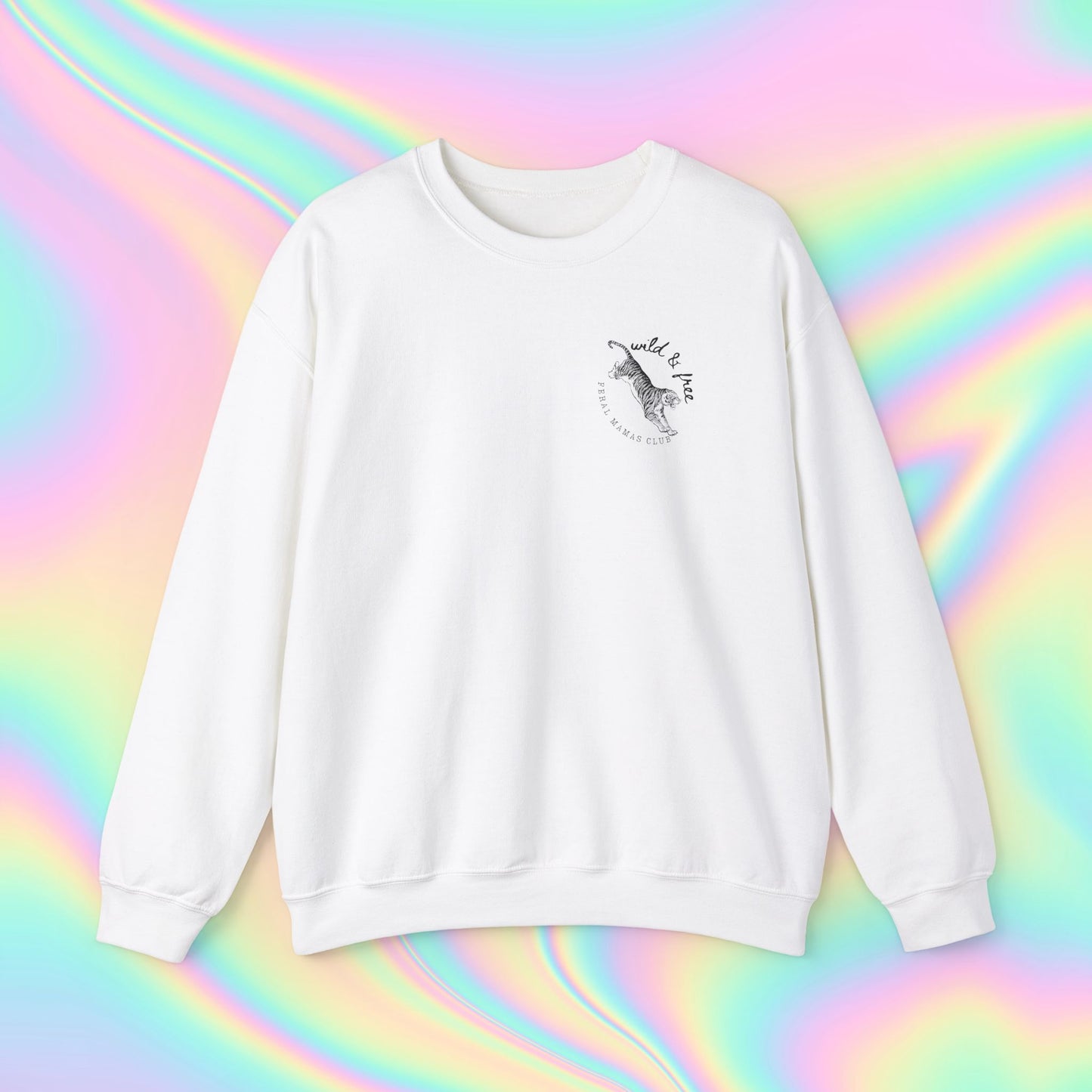 Eco-Friendly Tiger Design Crewneck Sweatshirt | Sustainable Mama Apparel | Relaxed Fit | Feral Mamas Club Gift