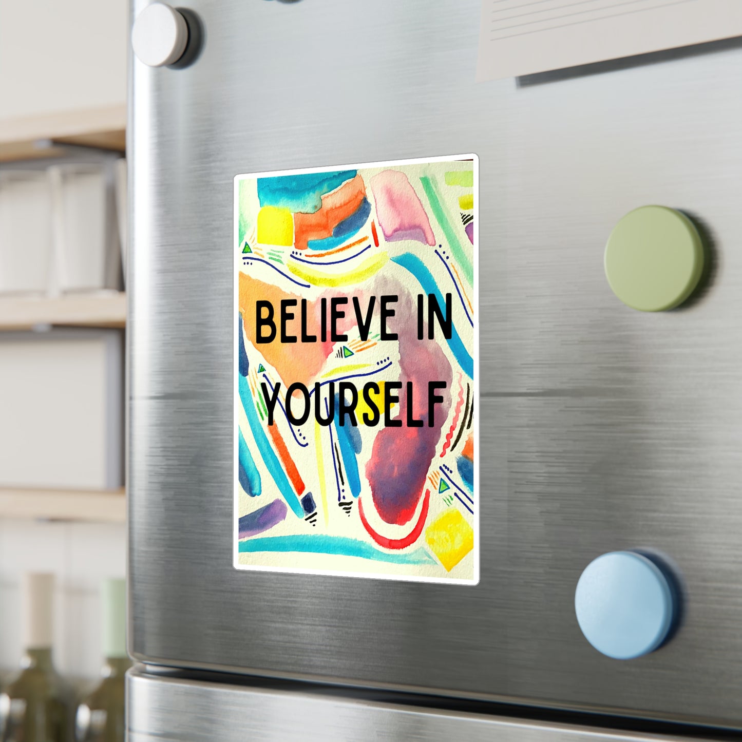 Feral Mama Kiss-Cut Vinyl Decals, Believe in Yourself, Watercolor, Boho Wall Art, Eco-Friendly Gifts