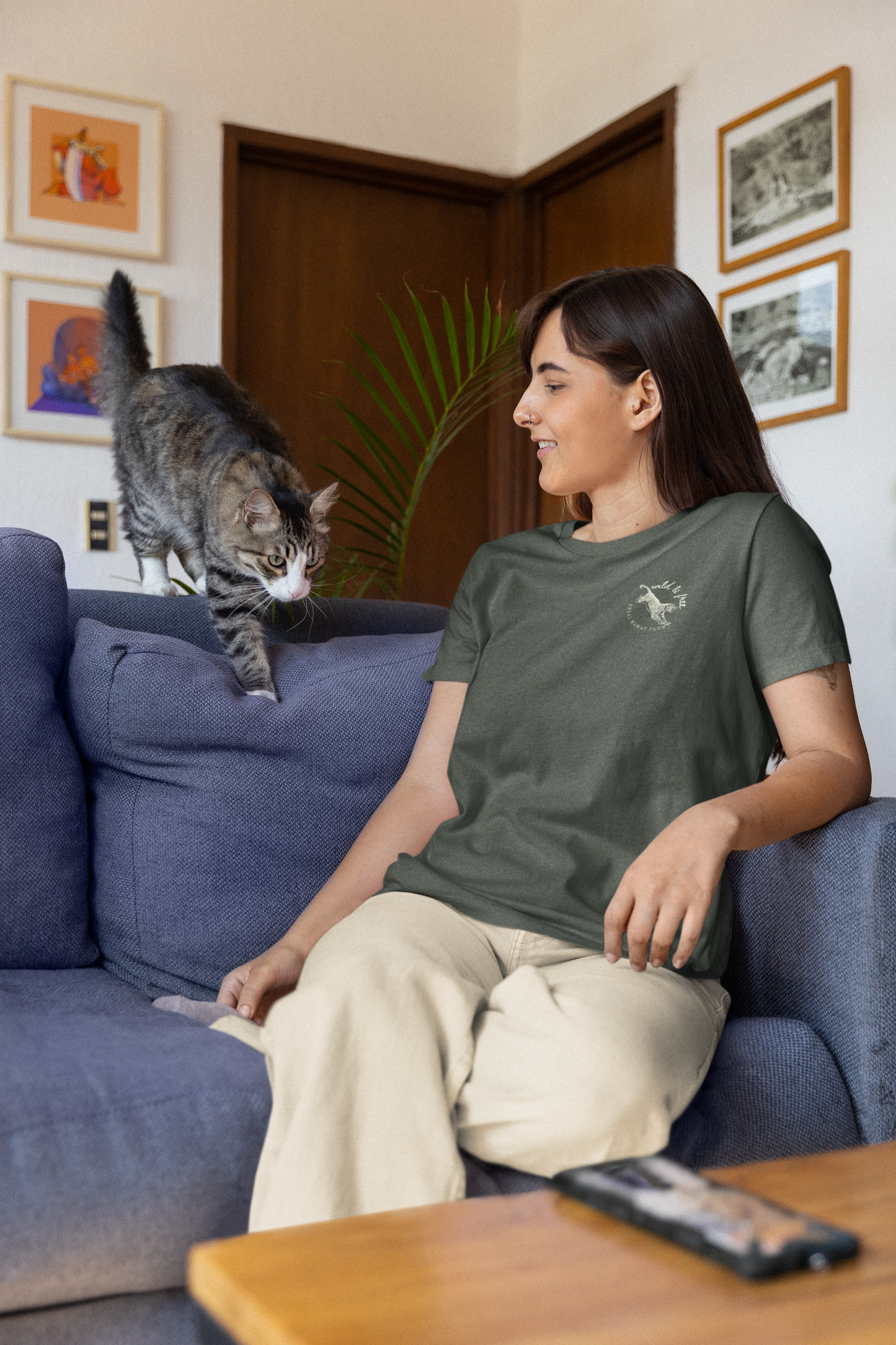 Eco-Friendly Tiger Design T-Shirt - Feral Mamas Club Apparel - White Design on Dark Colors