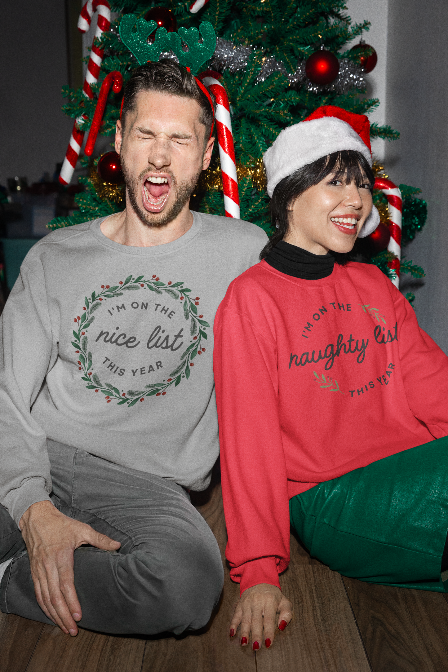 Christmas Nice List Crewneck Sweatshirt - Unisex, Long Sleeve Shirt, Holiday Gathering Apparel, Funny Xmas Gift, Festive Outfit