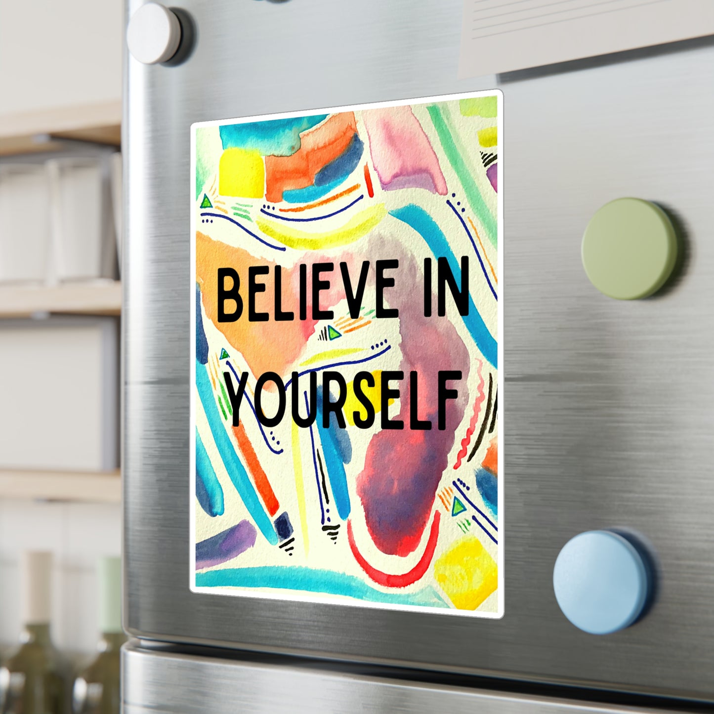 Feral Mama Kiss-Cut Vinyl Decals, Believe in Yourself, Watercolor, Boho Wall Art, Eco-Friendly Gifts