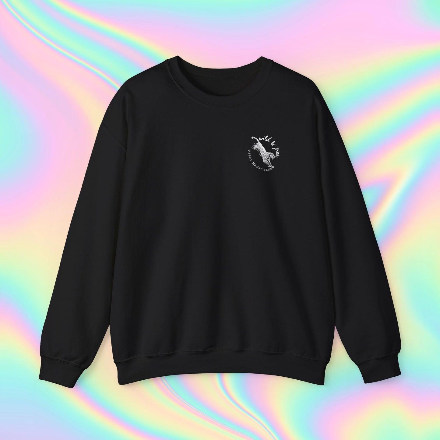 Eco-Friendly Tiger Design Crewneck Sweatshirt - Feral Mamas Club Apparel | Dark Colors with White