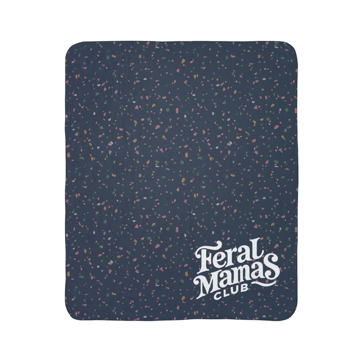 Fleece Sherpa Blanket - Feral Mamas Club Cozy Trendy Terrazzo Design, Rad Mom Gift, Cuddle Up Blanket, Reading Blanket, Home Decor Accent