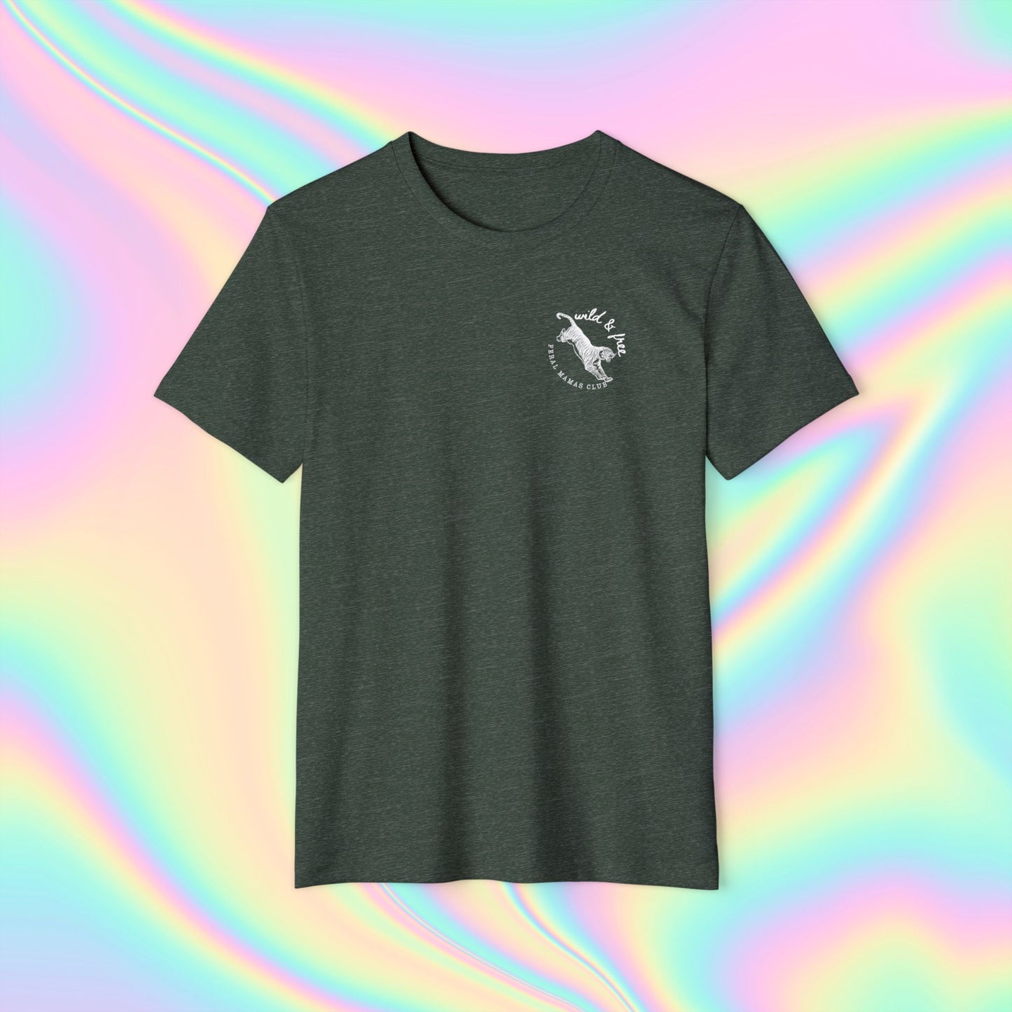 Eco-Friendly Tiger Design T-Shirt - Feral Mamas Club Apparel - White Design on Dark Colors