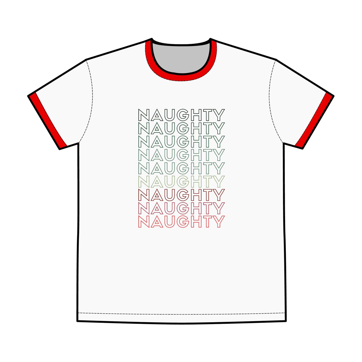 Holiday Naughty List Ringer Tee, Men's Christmas Party Shirt, Retro Style Xmas Tee, Festive Family Photo Top, Oregon Designed Shirt