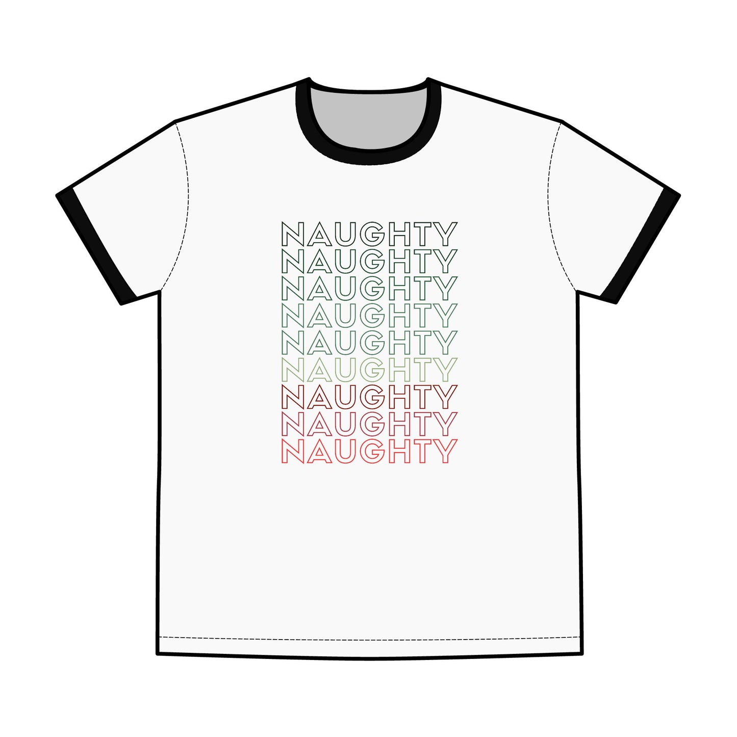 Holiday Naughty List Ringer Tee, Men's Christmas Party Shirt, Retro Style Xmas Tee, Festive Family Photo Top, Oregon Designed Shirt