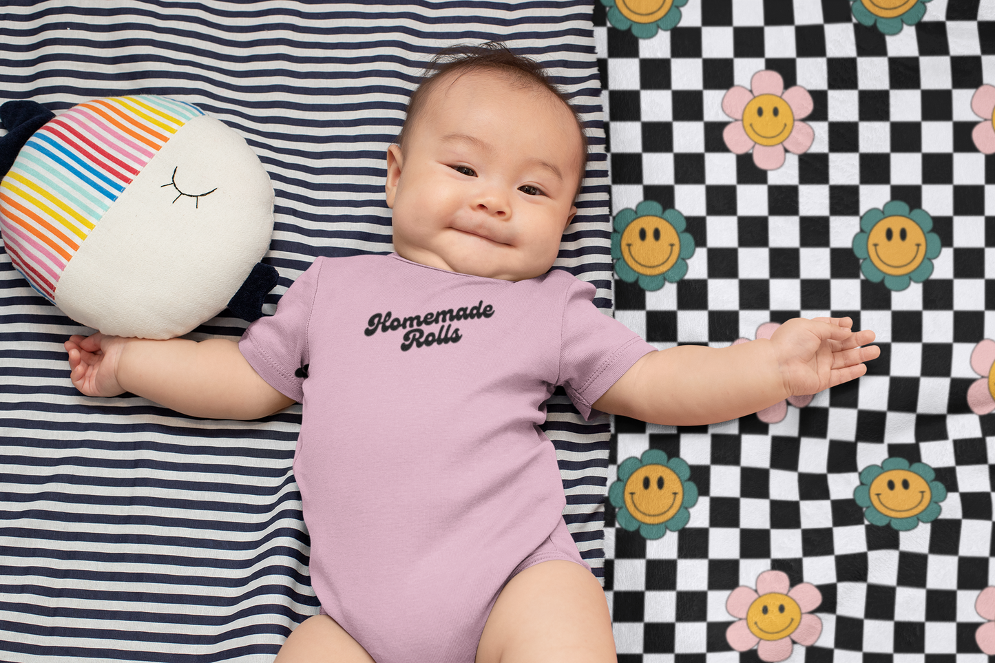 Christmas Thanksgiving Homemade Rolls Funny Baby Onesie, Infant Bodysuit, Holiday Vibes, Cute Baby Outfit, Short Sleeve Onesie