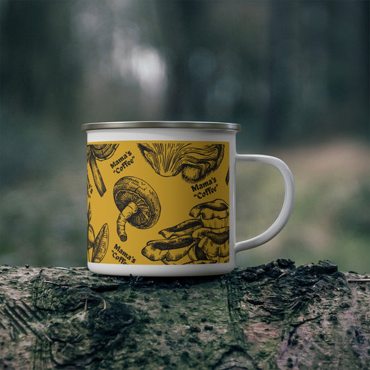 Mama's "Coffee" Yellow Mushroom Camping Mug