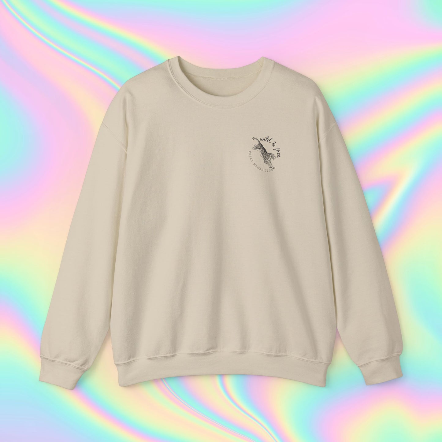 Eco-Friendly Tiger Design Crewneck Sweatshirt - Feral Mamas Club Apparel | Dark Colors with White