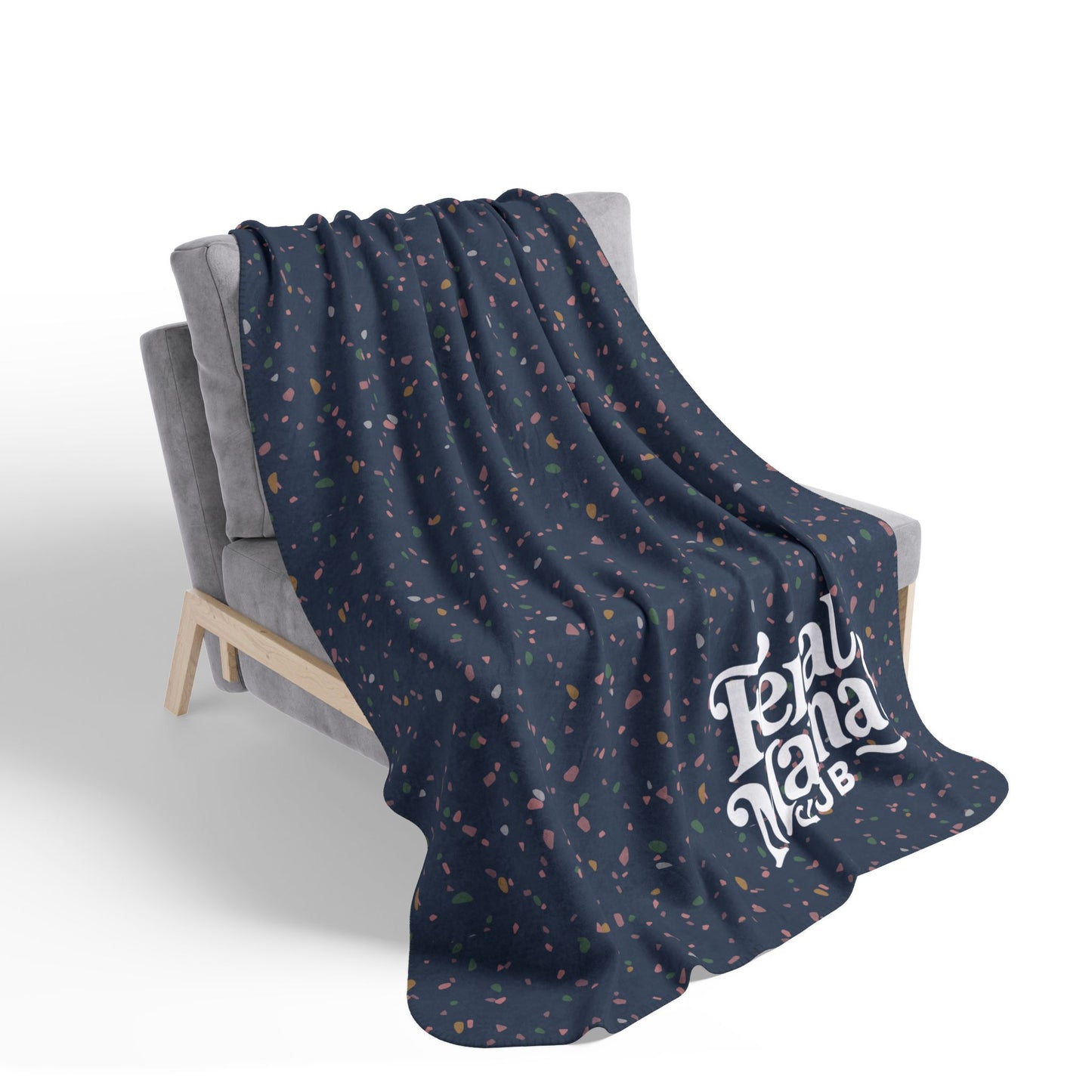 Fleece Sherpa Blanket - Feral Mamas Club Cozy Trendy Terrazzo Design, Rad Mom Gift, Cuddle Up Blanket, Reading Blanket, Home Decor Accent